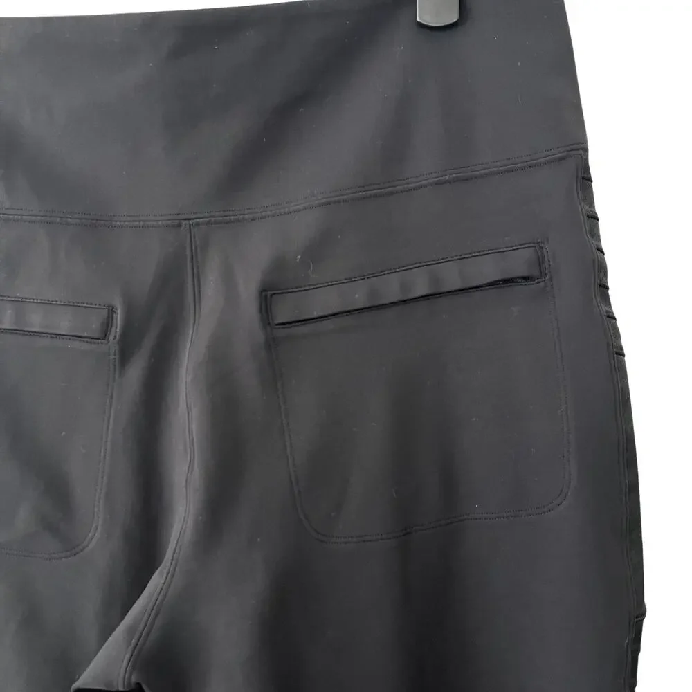 Athleta Delancey Gleam Moto Shorts Size XL Black High Rise Sculptek Like New